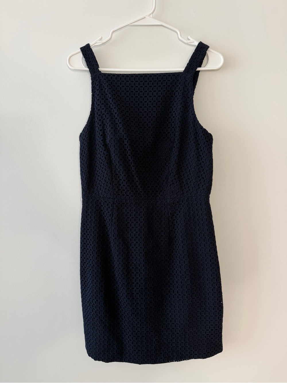 J. Crew Navy Crochet Square-Neck Mini Dress